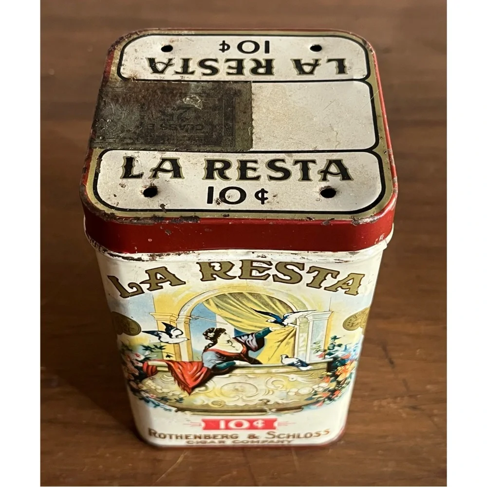 🌹La Resta brand Vintage Rothenberg & Schloss Cigar Tin Box Humidifier Antique🌹 - Picture 6 of 16